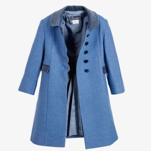 Ancar girls blue wool and velvet coat
